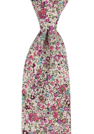 FLOWERFOLLY Pink klassisch breite Krawatte