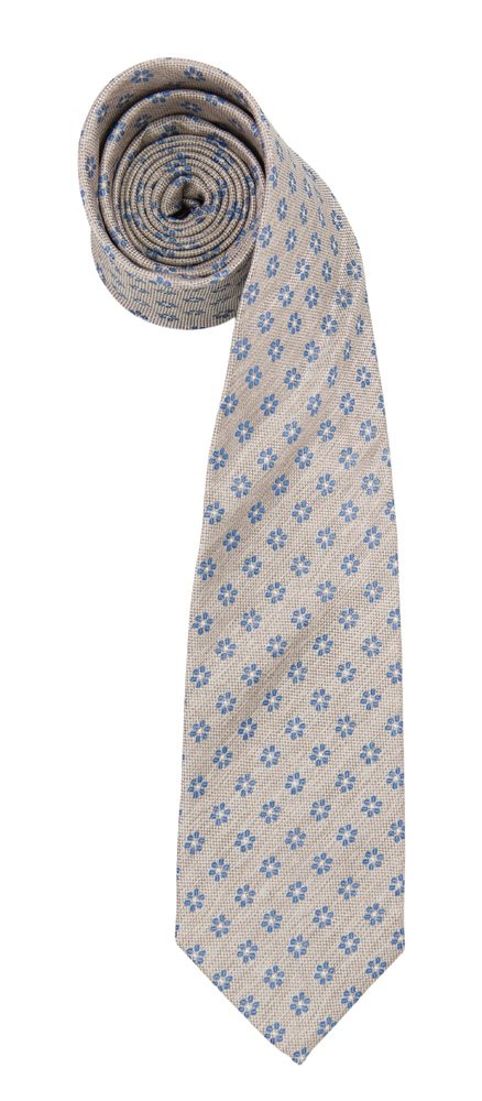 Klassische Herren-Krawatte Blau-weiß Kariert - 100% Seide, Jacquard Gewebt