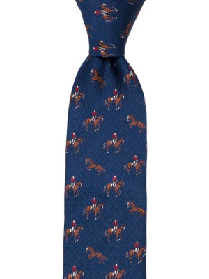 TIEQUESTRIAN Blue klassisch breite Krawatte