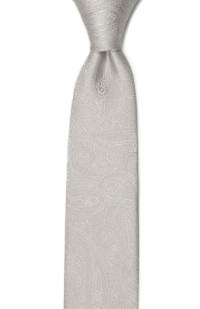 ORNATE Silver schmale Krawatte