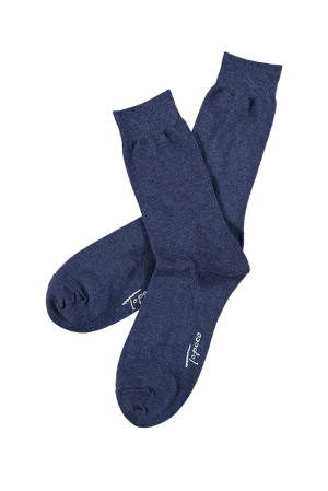 SOLID COTTON BLUE MELANGE socken