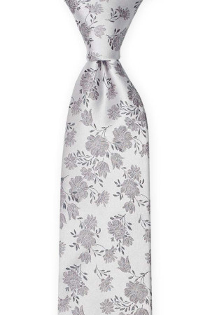 TOSSBLOSSOM Silver grey klassisch breite Krawatte
