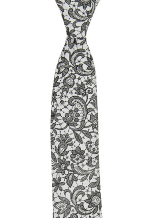 VIGSEL WHITE BLACK schmale Krawatte